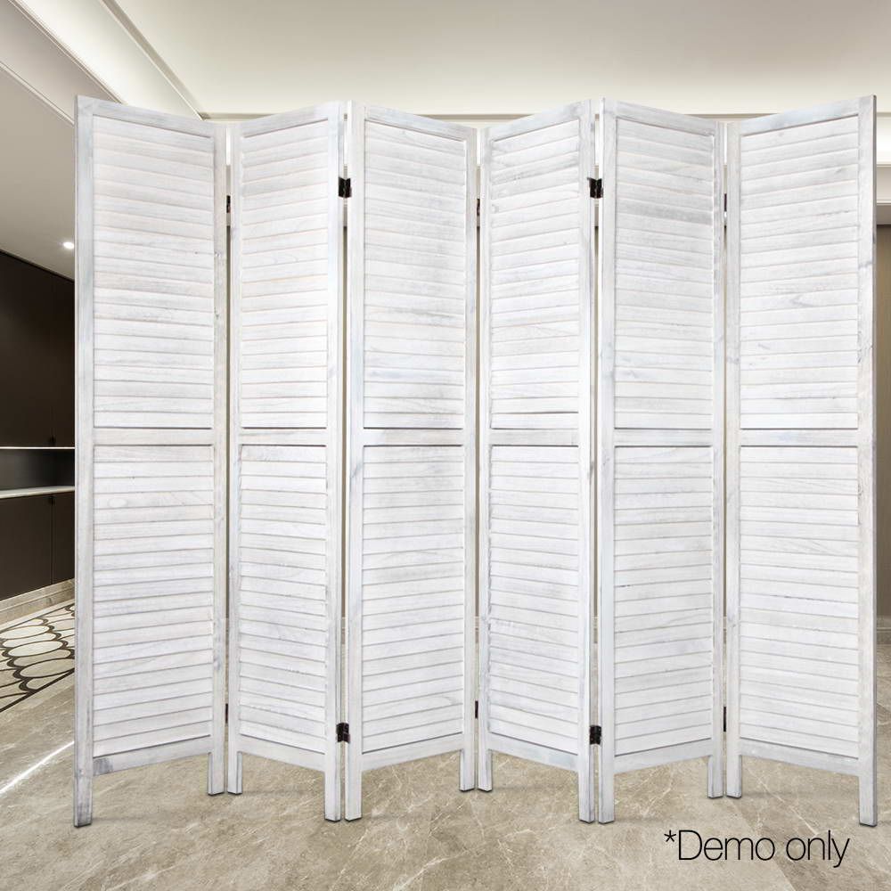 Artiss 6 Panel Room Divider Screen 170cm Louver White