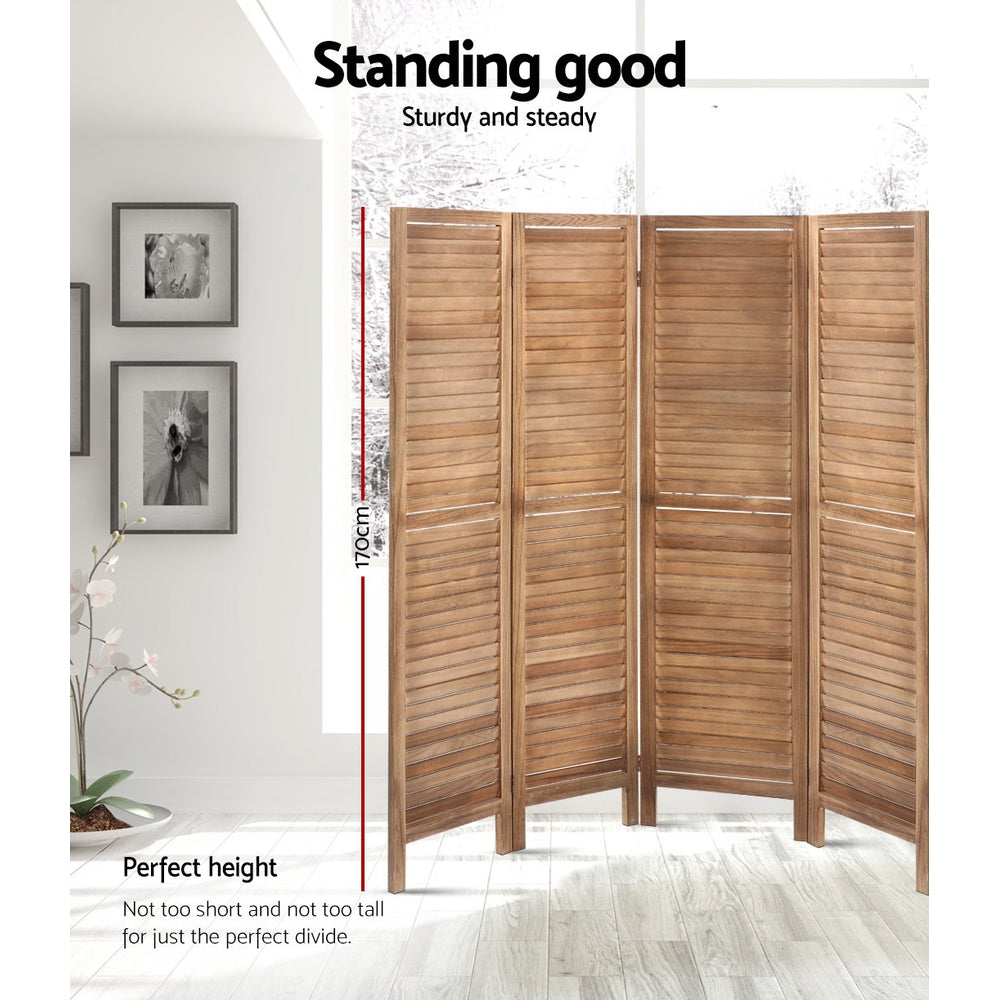 Louver 326x170cm 8-Panel Room Divider Screen Oak