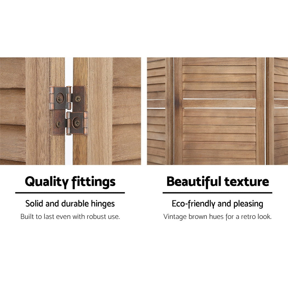Louver 326x170cm 8-Panel Room Divider Screen Oak