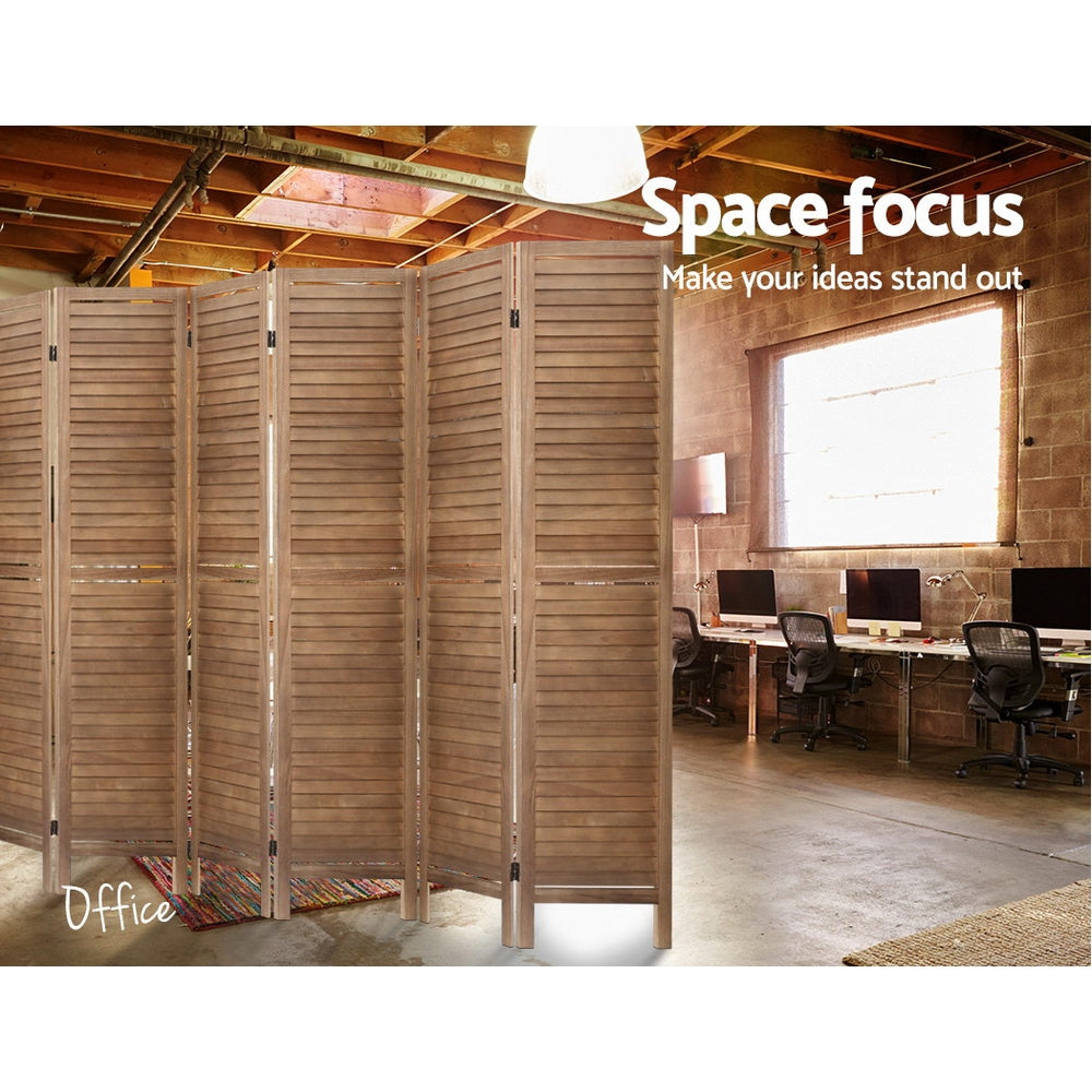 Louver 326x170cm 8-Panel Room Divider Screen Oak