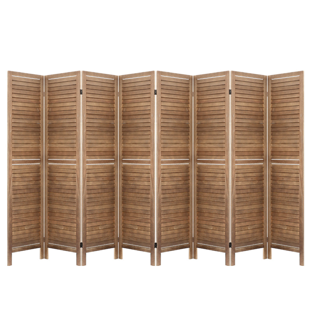 Louver 326x170cm 8-Panel Room Divider Screen Oak