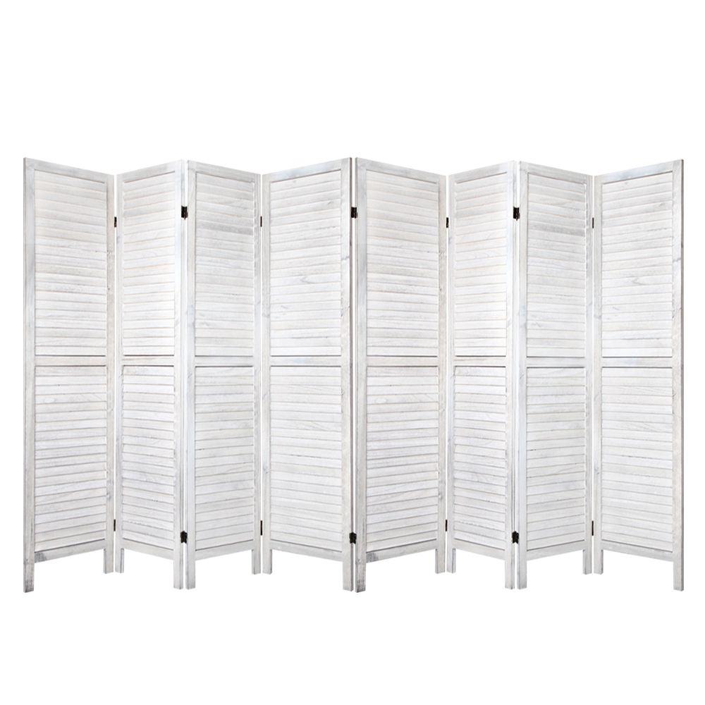 Artiss 8 Panel Room Divider Screen 326x170cm White Louver