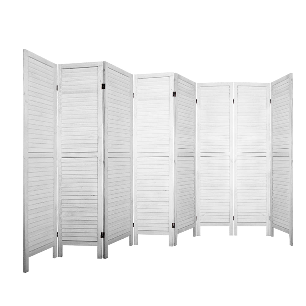 Louver 8-Panel Room Divider Screen White 326x170cm