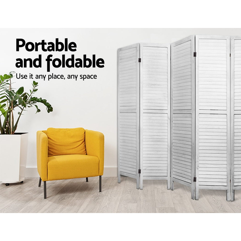 Louver 8-Panel Room Divider Screen White 326x170cm