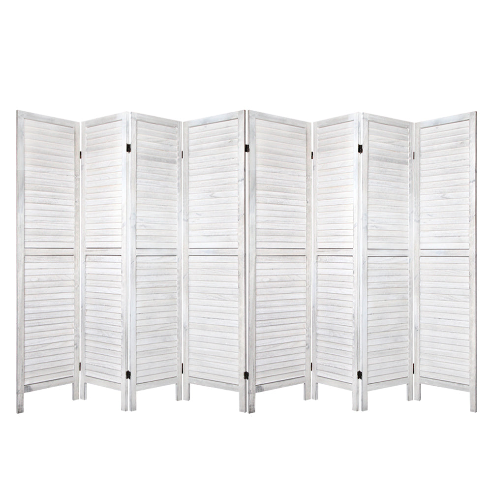 Louver 8-Panel Room Divider Screen White 326x170cm