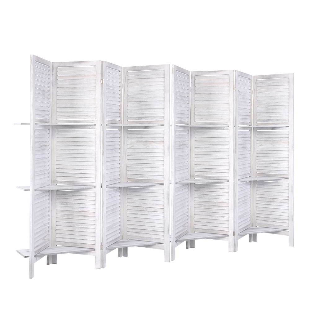 Artiss White 8-Panel Room Divider Screen with Shelves