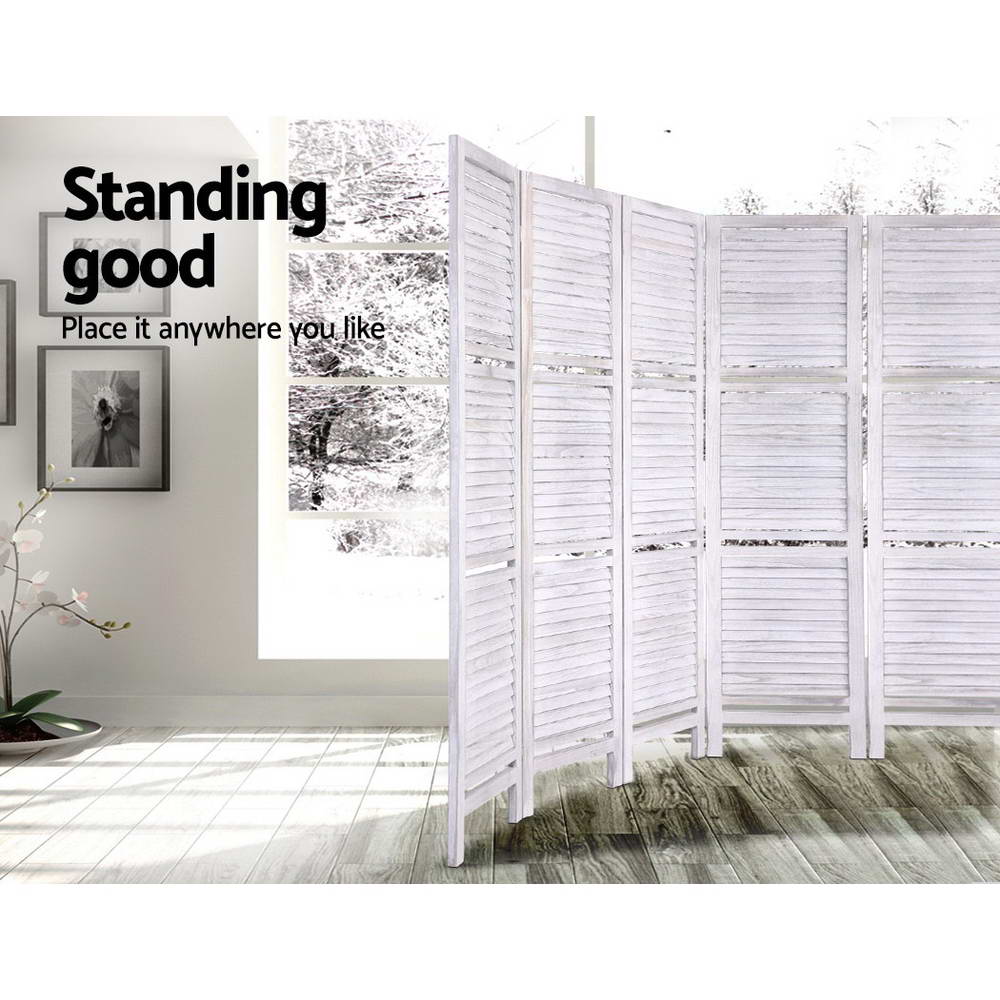 Artiss White 8-Panel Room Divider Screen with Shelves