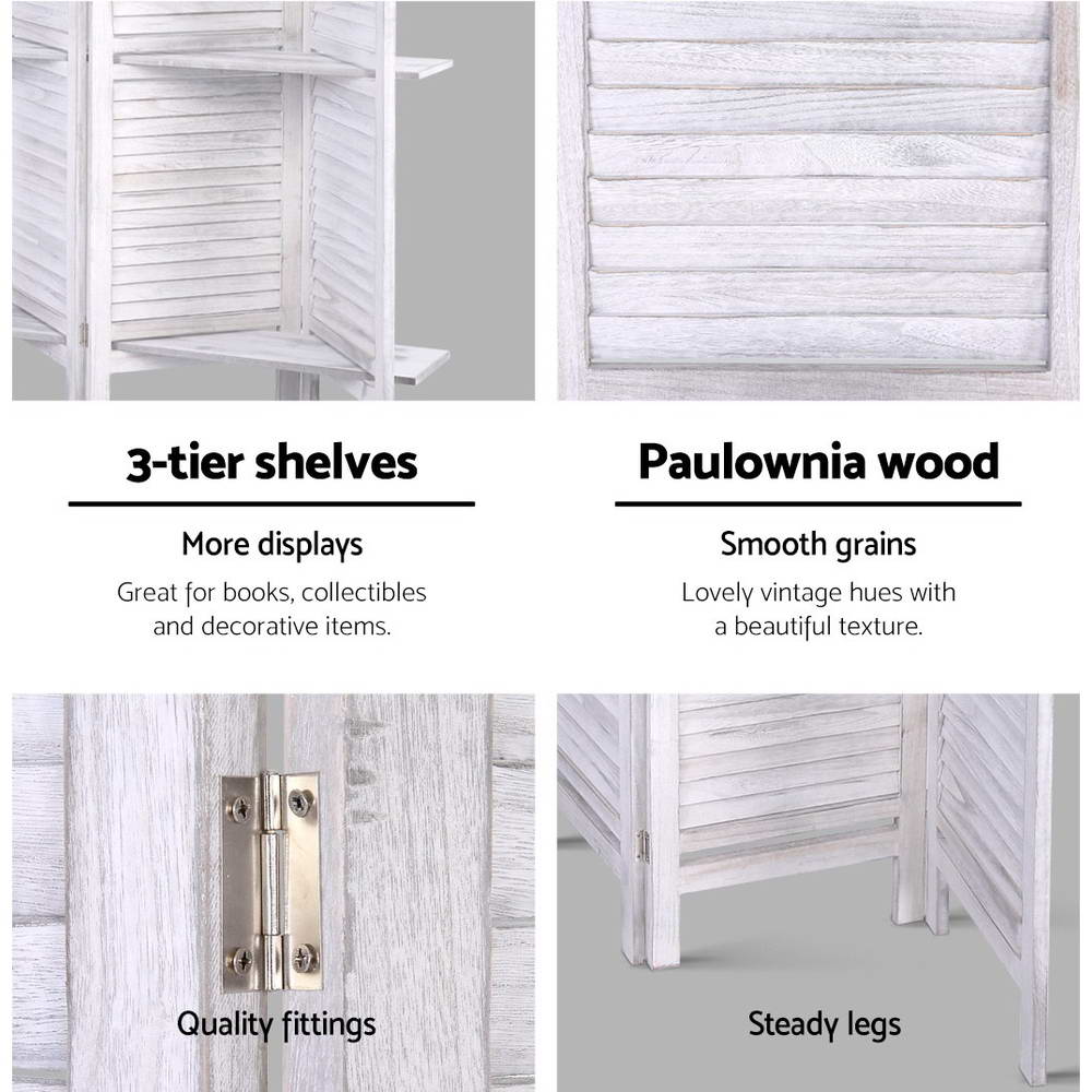 Artiss White 8-Panel Room Divider Screen with Shelves