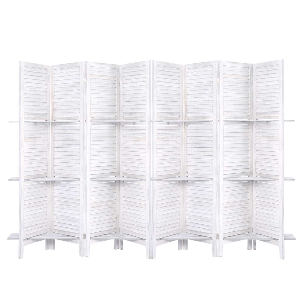Artiss White 8-Panel Room Divider Screen with Shelves