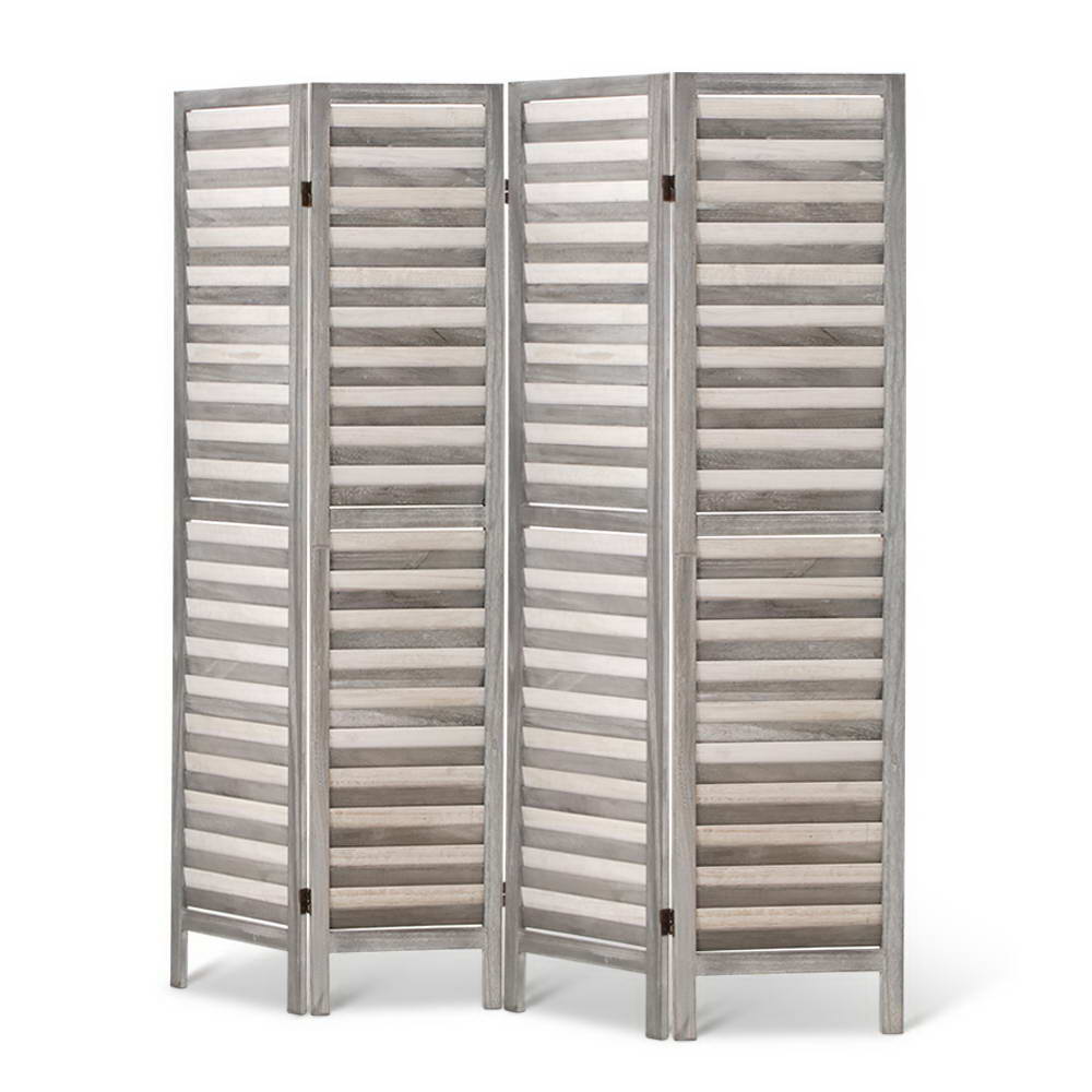 Artiss 4 Panel Room Divider Screen 163x170cm Louver Grey