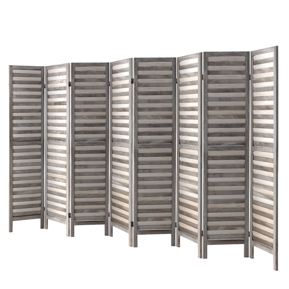 Artiss 8 Panel Room Divider Screen 326x170cm Louver Grey