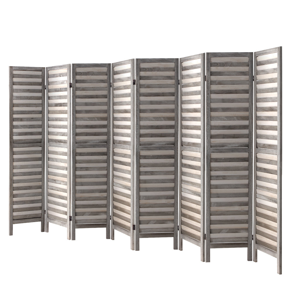 Louver 8-Panel Room Divider Screen 326x170cm Grey