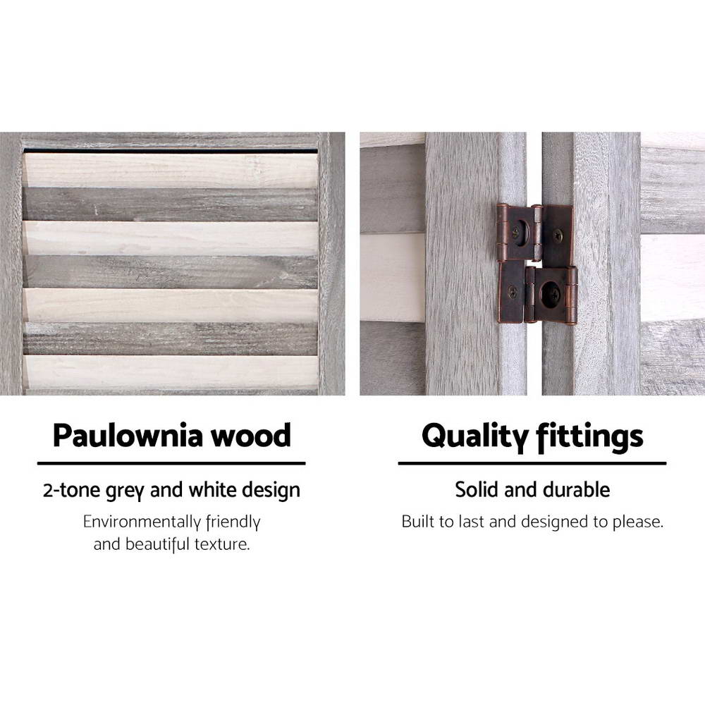 Louver 8-Panel Room Divider Screen 326x170cm Grey