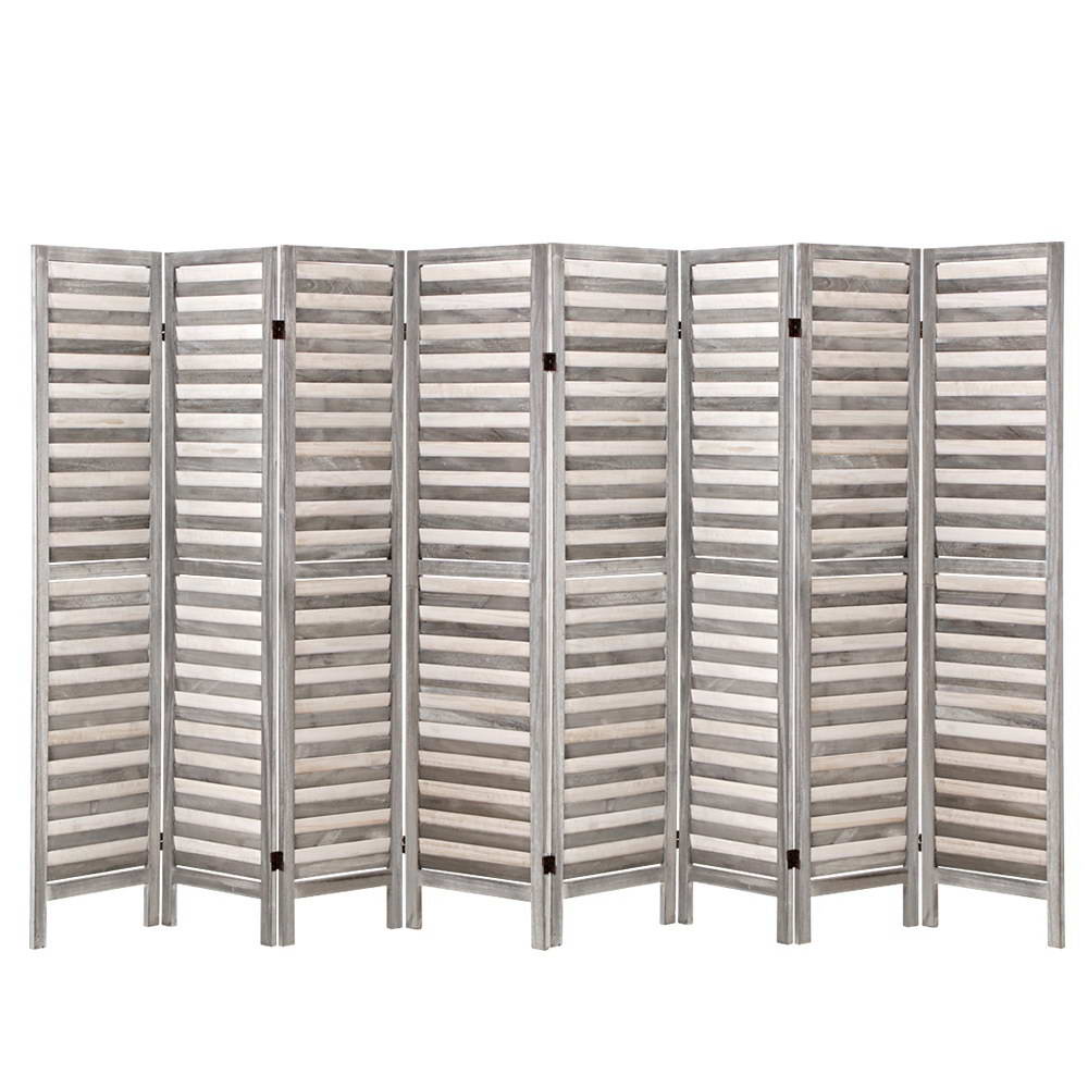 Louver 8-Panel Room Divider Screen 326x170cm Grey