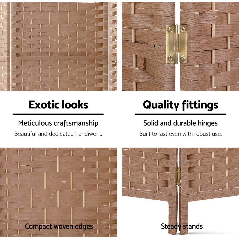 Artiss 4-Panel Room Divider Woven Natural 163x170cm