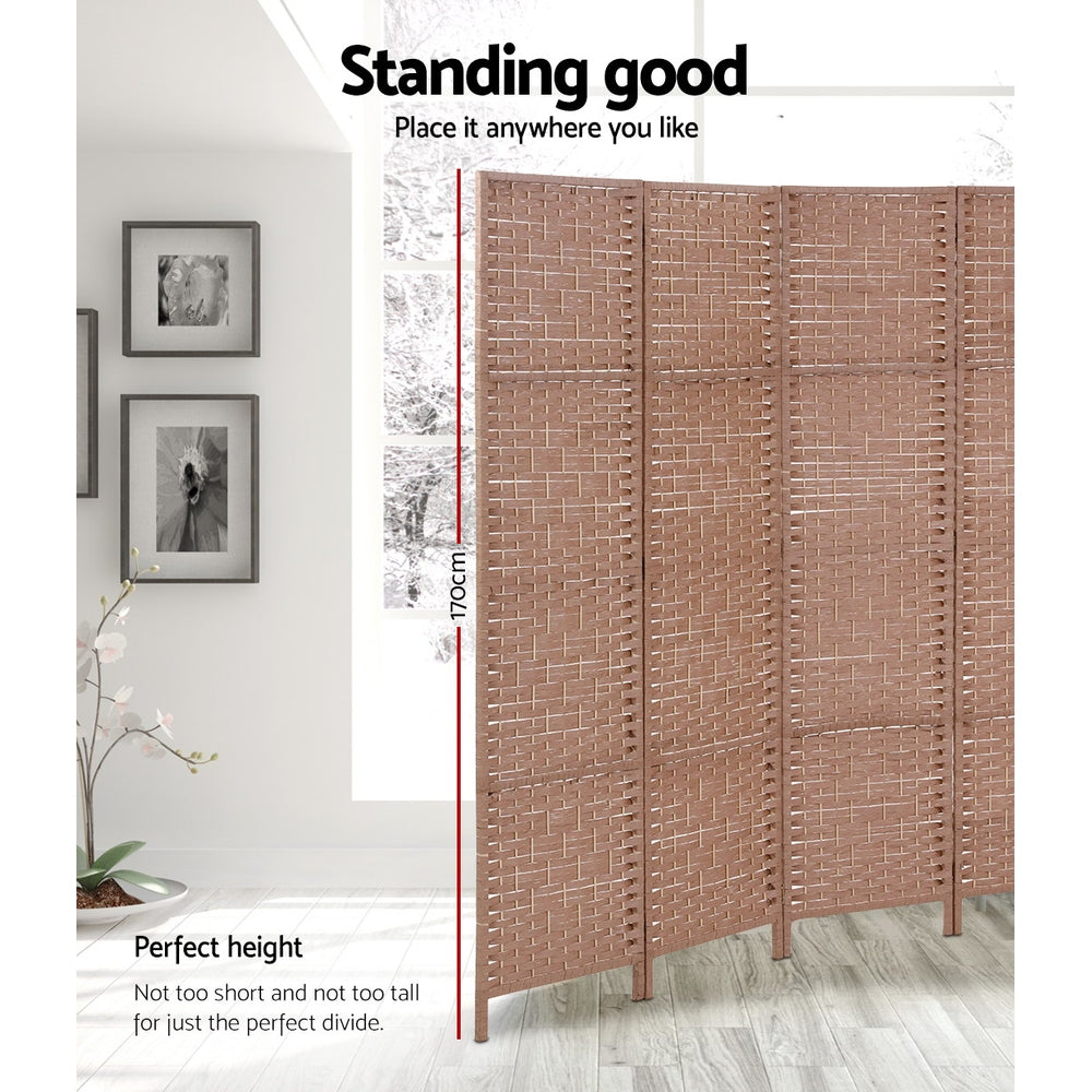 Artiss 4-Panel Room Divider Woven Natural 163x170cm