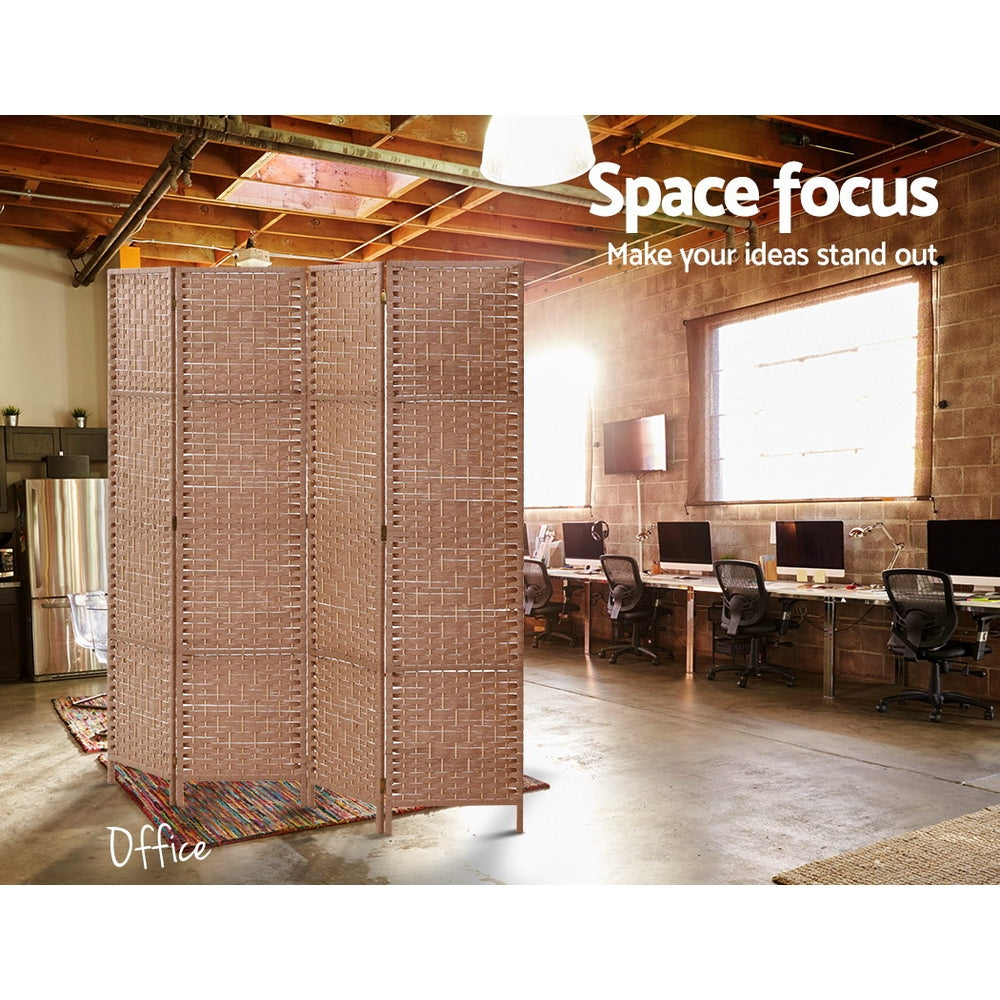 Artiss 4-Panel Room Divider Woven Natural 163x170cm