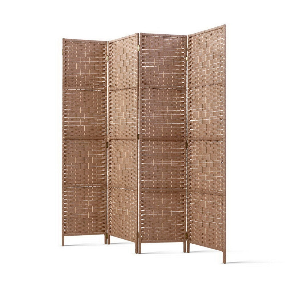 Artiss 4-Panel Room Divider Woven Natural 163x170cm