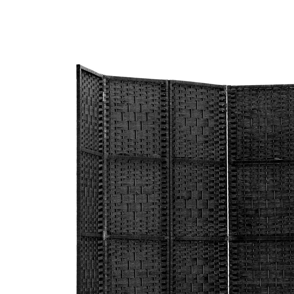 Artiss 6-Panel Room Divider Woven Black 245x170cm