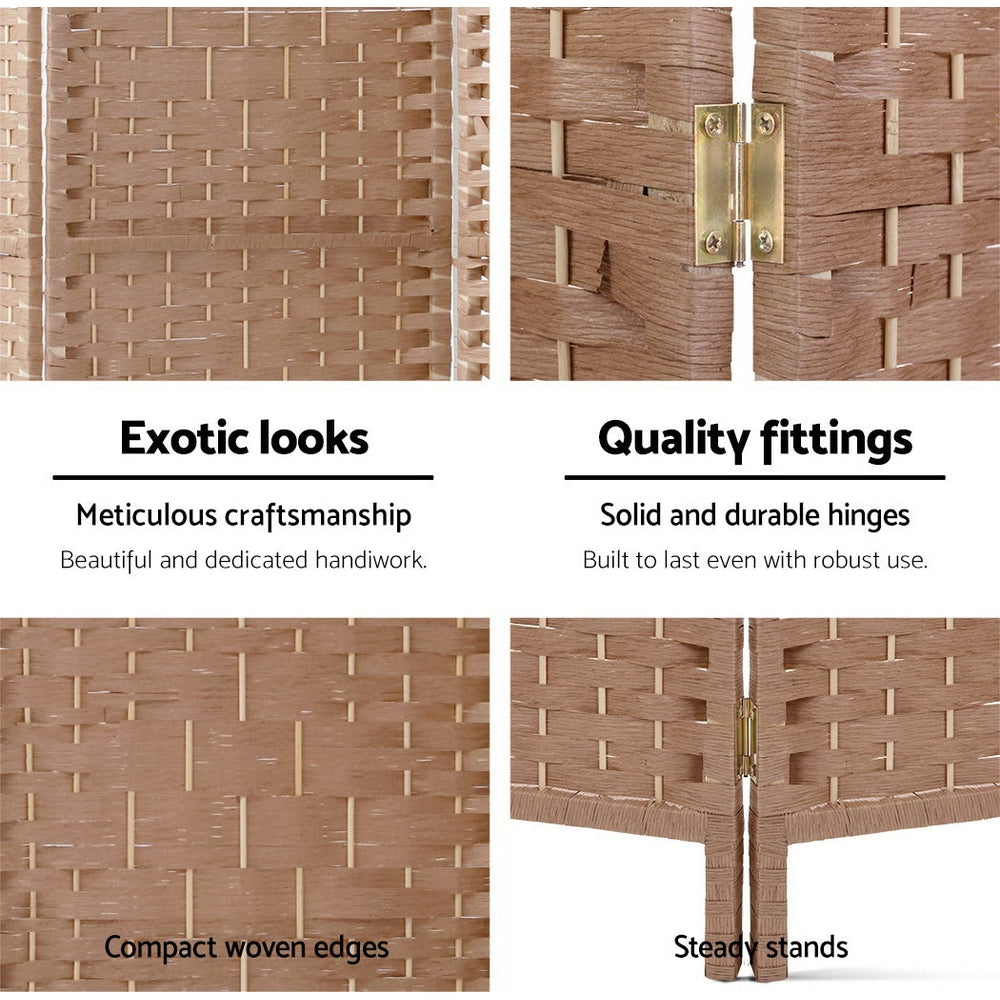 Artiss 6-Panel Room Divider Screen Woven Natural 245x170cm