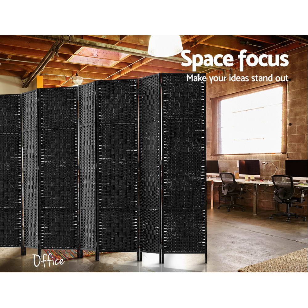 Artiss Woven Black Room Divider 8 Panel 326x170cm