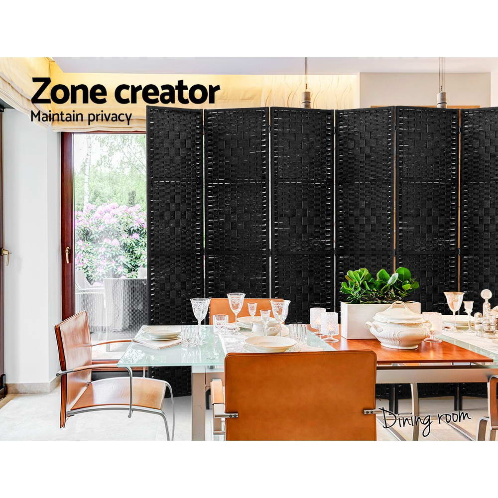 Artiss Woven Black Room Divider 8 Panel 326x170cm