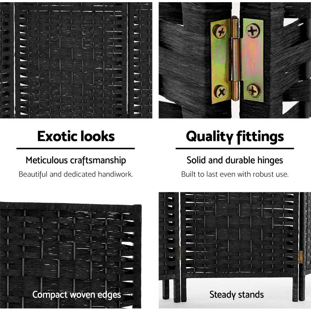 Artiss Woven Black Room Divider 8 Panel 326x170cm