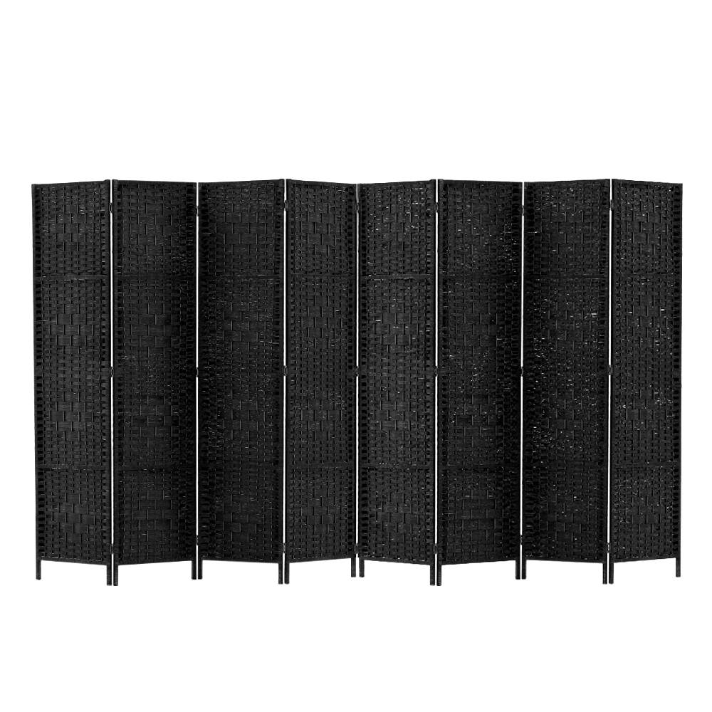 Artiss Woven Black Room Divider 8 Panel 326x170cm