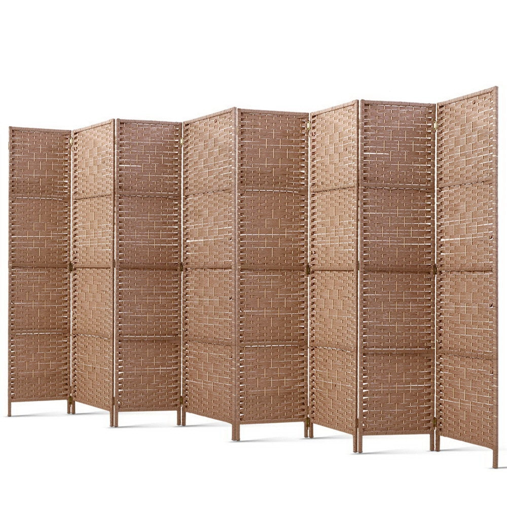 Woven Natural Room Divider 8-Panel 326x170cm Brown