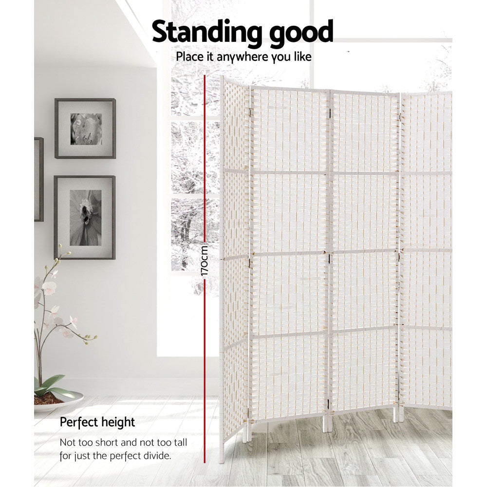 Artiss 8-Panel Room Divider Woven White 326x170cm