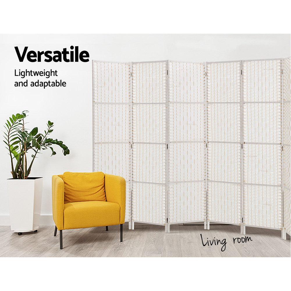 Artiss 8-Panel Room Divider Woven White 326x170cm