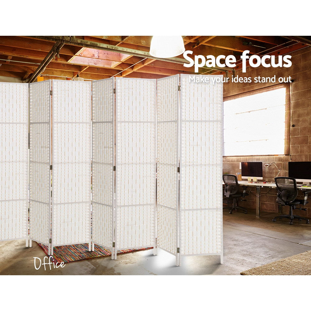 Artiss 8-Panel Room Divider Woven White 326x170cm