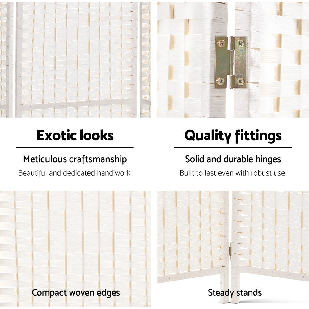 Artiss 8-Panel Room Divider Woven White 326x170cm