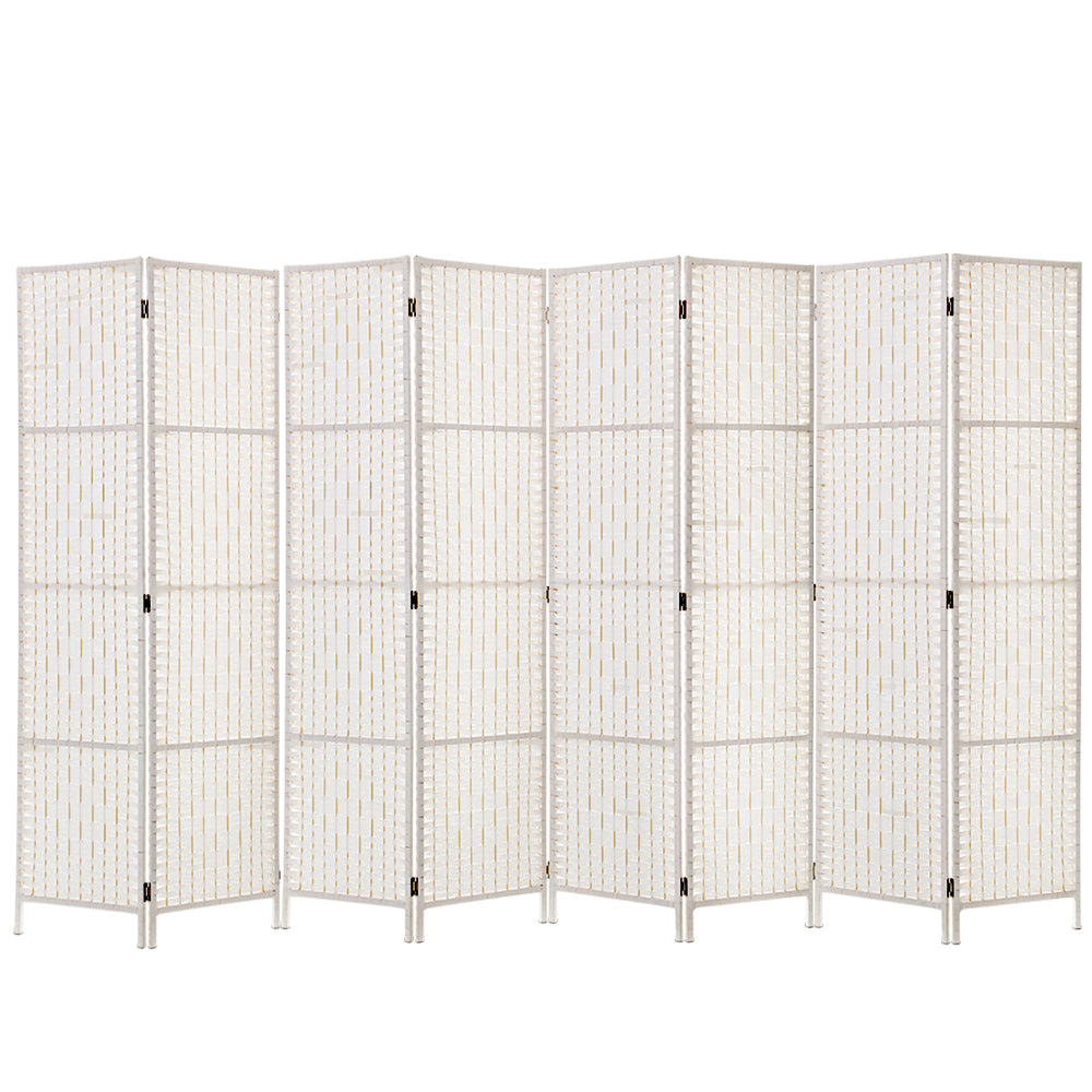 Artiss 8-Panel Room Divider Woven White 326x170cm
