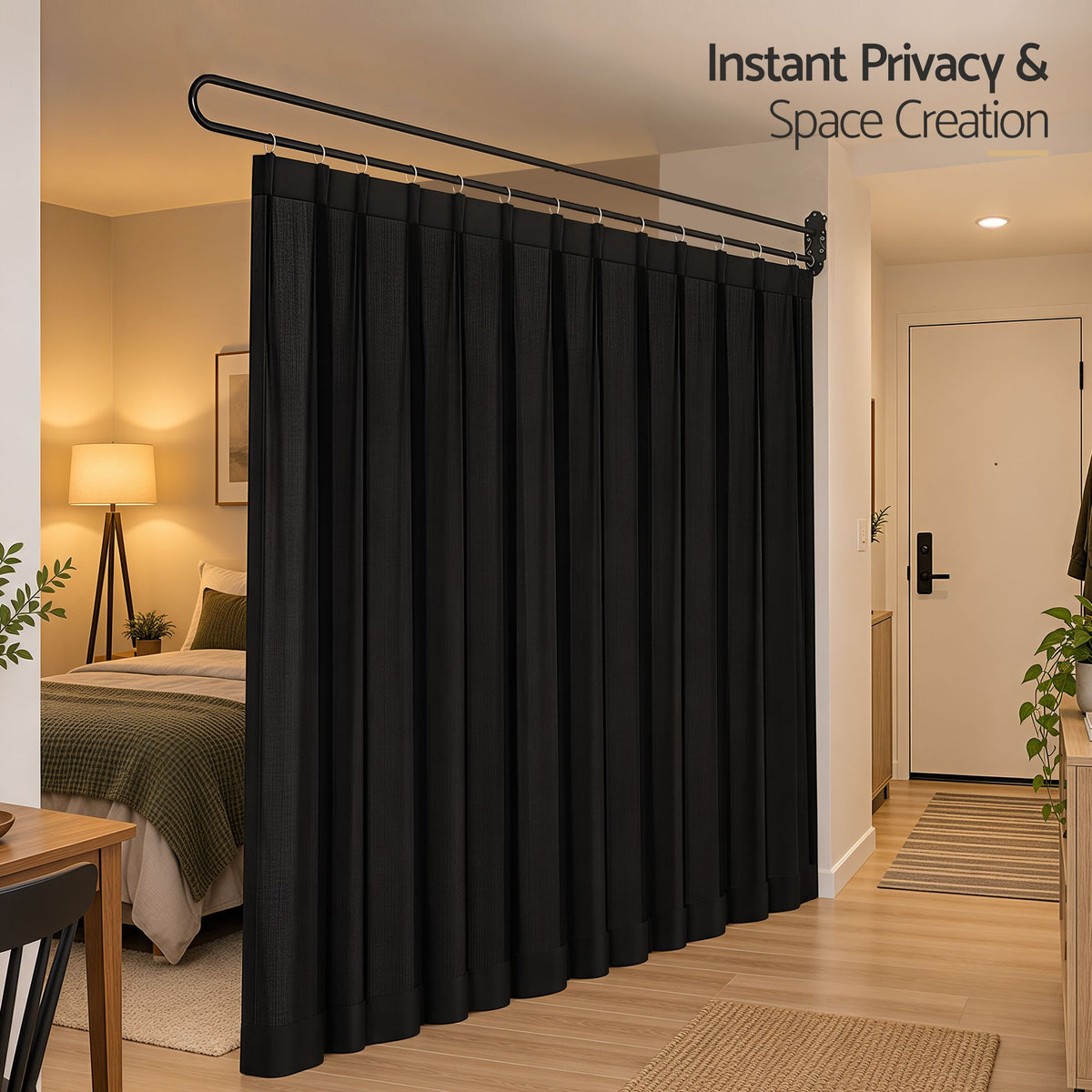 Artiss Wall Mounted Room Divider Curtain Screen Black 200x220cm