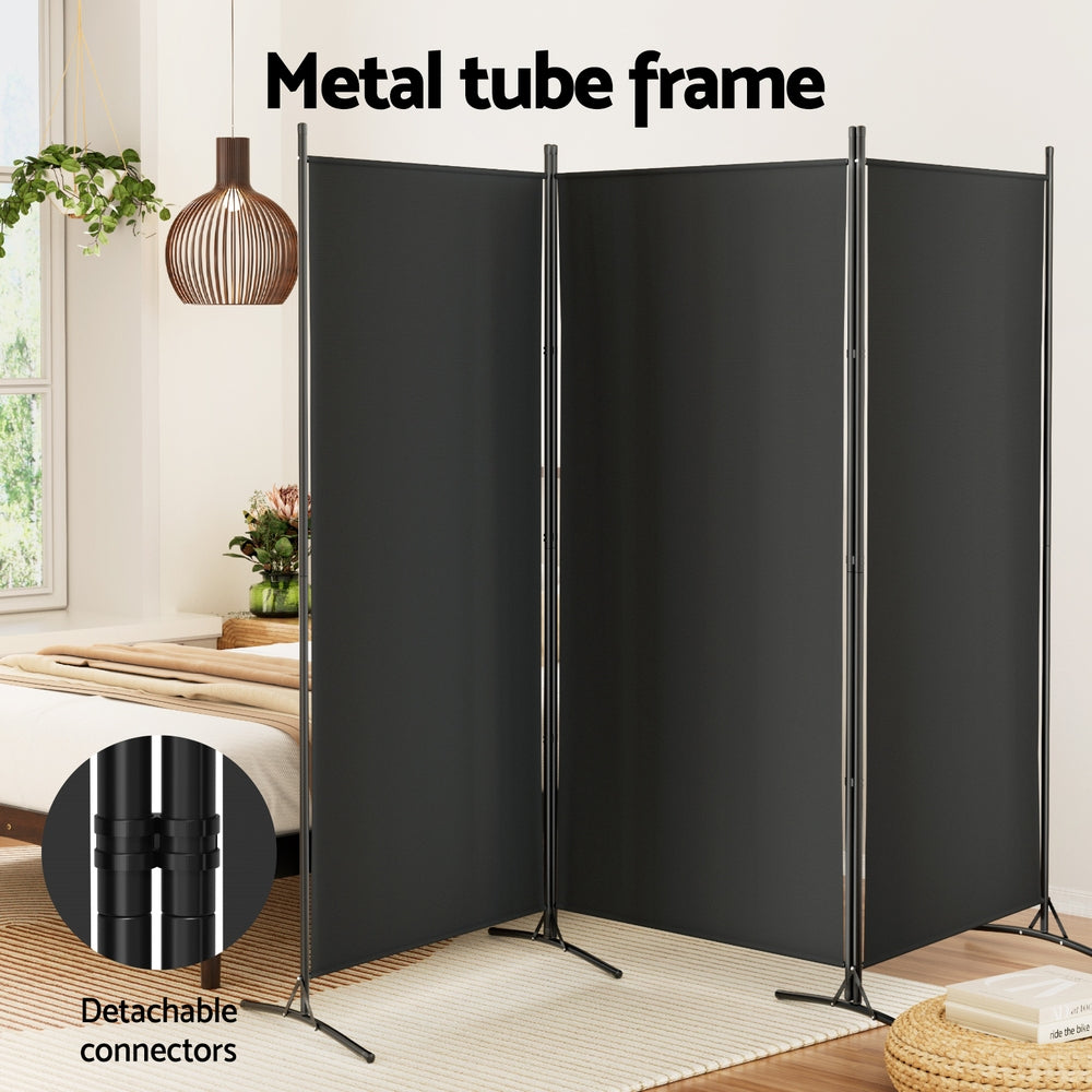 Artiss 3-Panel Room Divider Screen Fabric Black