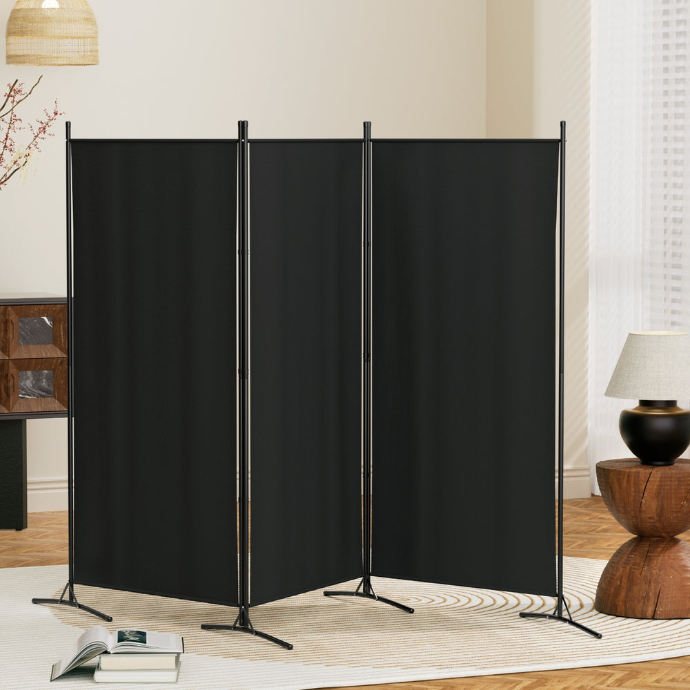 Artiss 3-Panel Room Divider Screen Fabric Black