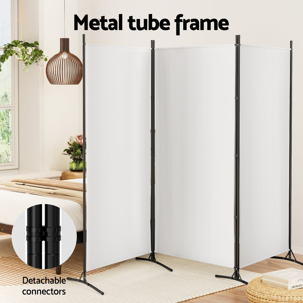 Artiss 3-Panel Room Divider Screen Fabric White 260x180cm