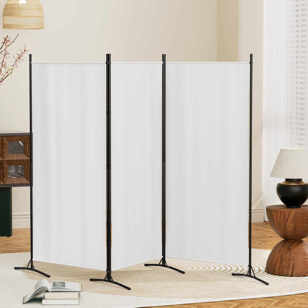 Artiss 3-Panel Room Divider Screen Fabric White 260x180cm
