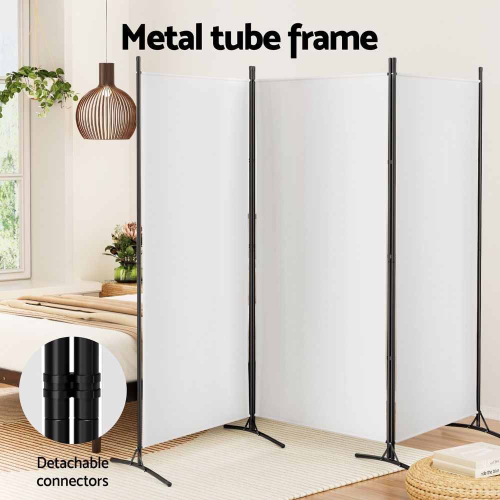 Artiss 3 Panel Room Divider Set of 2 Folding Privacy Screen Fabric Room Separator Partition White