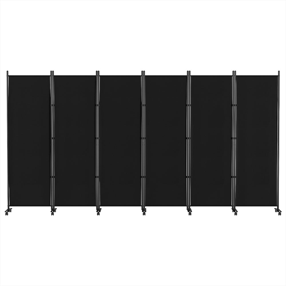 Artiss 6-Panel Room Divider Screen 323cm Fabric Black with Wheels