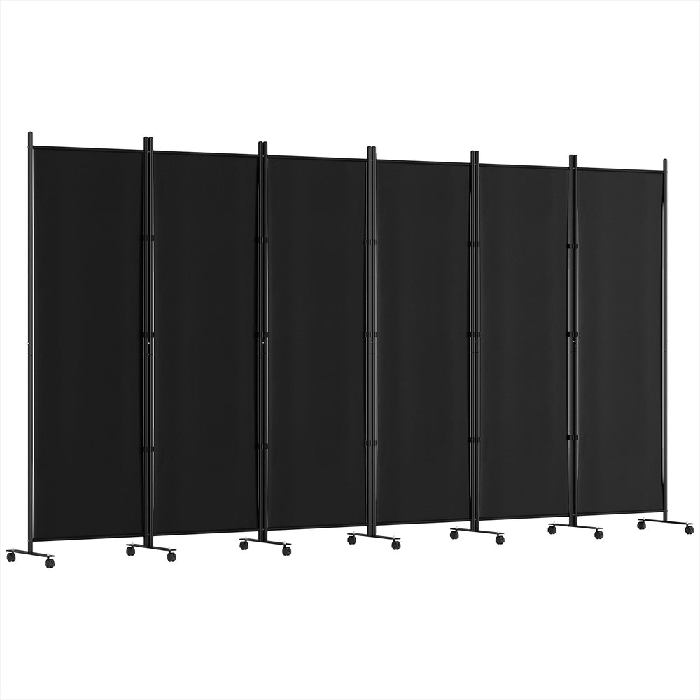 Artiss 6-Panel Room Divider Screen 323cm Fabric Black with Wheels