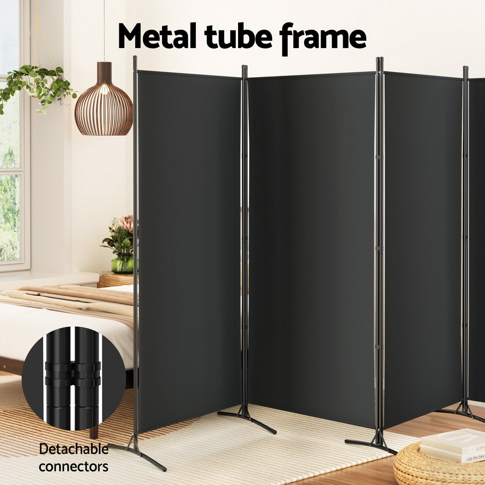 Artiss 4-Panel Room Divider Fabric Black