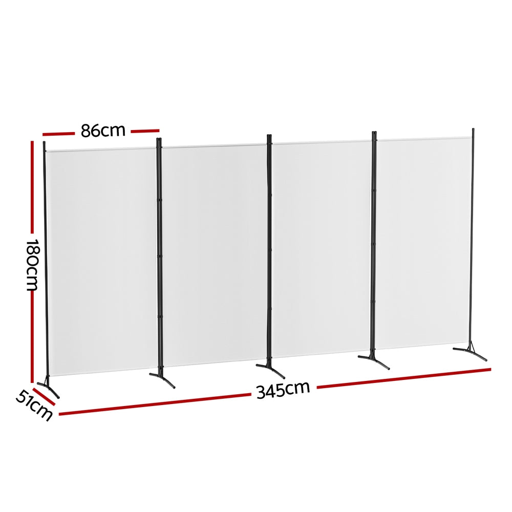 Artiss 4 Panel Room Divider Screen 345x180cm Fabric White