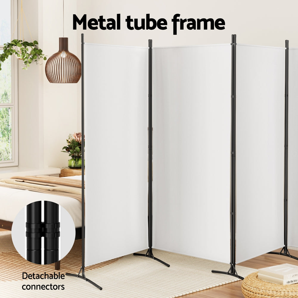 Artiss 4-Panel Room Divider Screen Fabric White