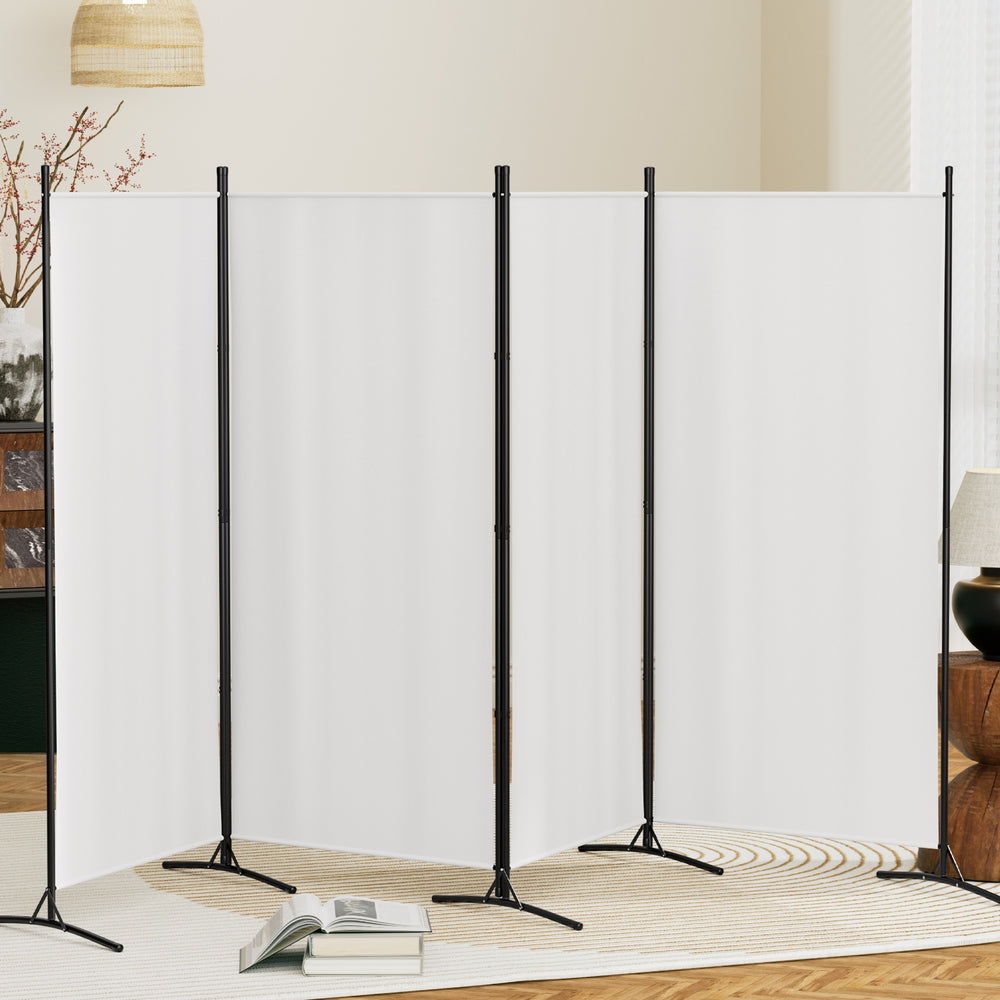 Artiss 4-Panel Room Divider Screen Fabric White