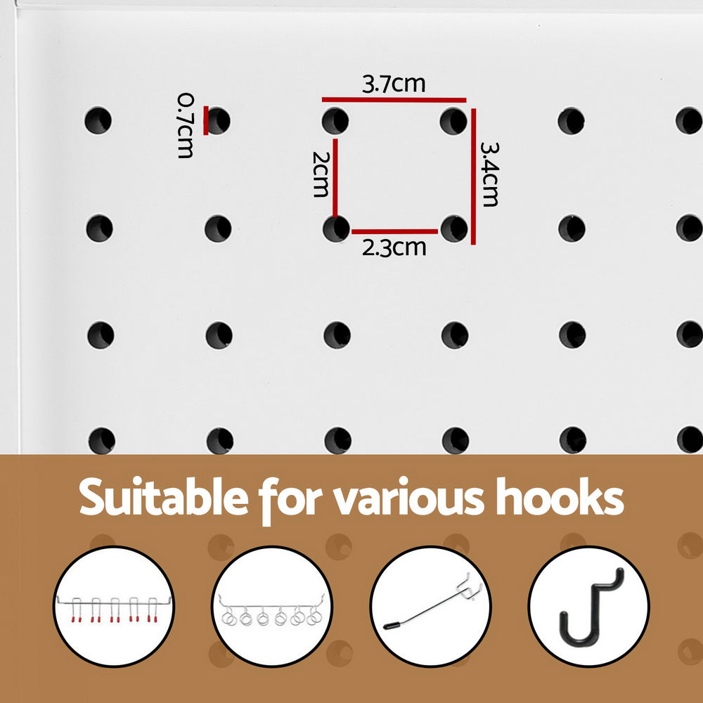 Artiss 4-Panel Room Divider Pegboard White