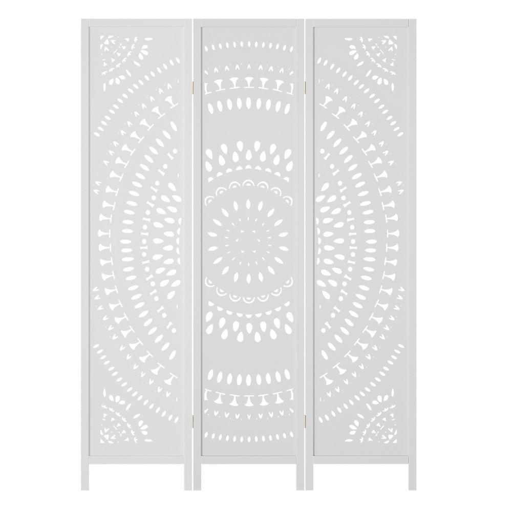 Artiss 3-Panel Room Divider Circle Design White