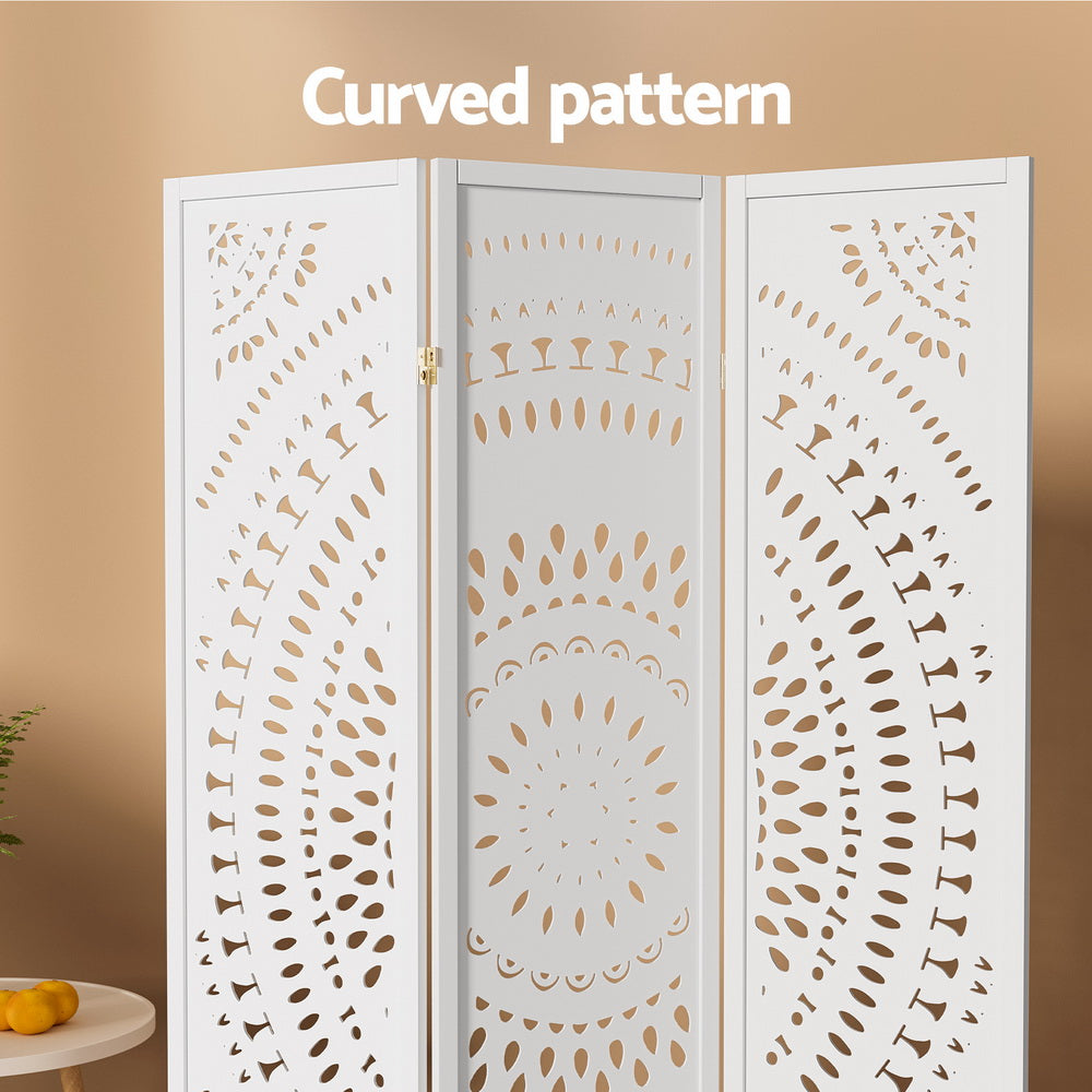 Artiss 3-Panel Room Divider Circle Design White