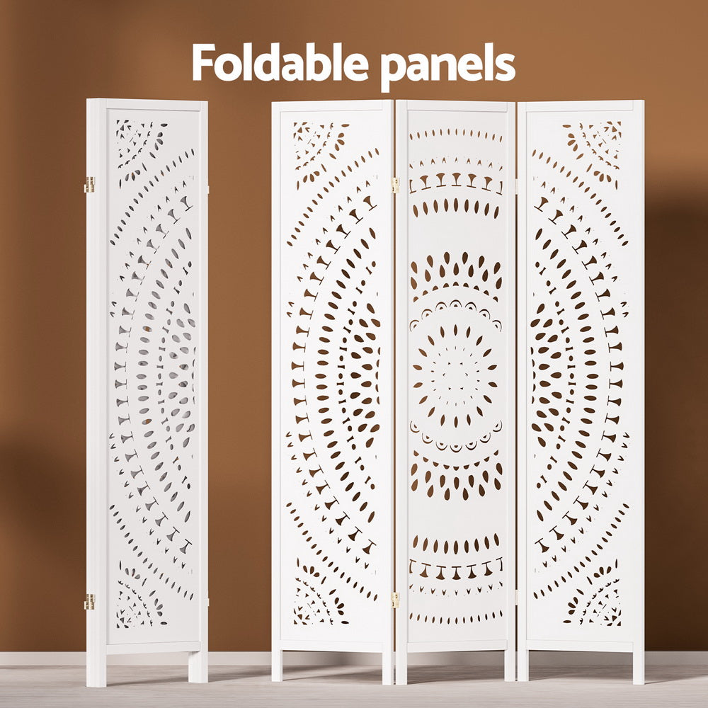 Artiss 3-Panel Room Divider Circle Design White